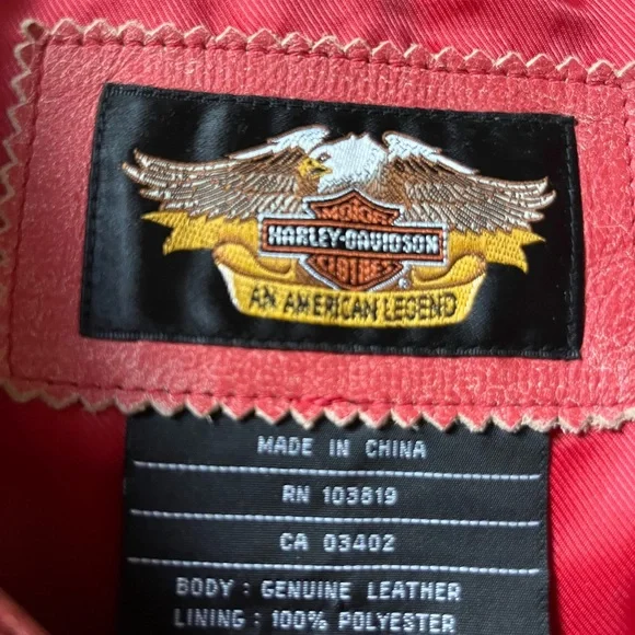Harley-Davidson Red Leather Vest Women’s NEW WITH tag - Picture 3 of 4